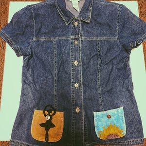 Tops - Custom painted jean button up shirt! Tops - Custom painted jean button up shirt!